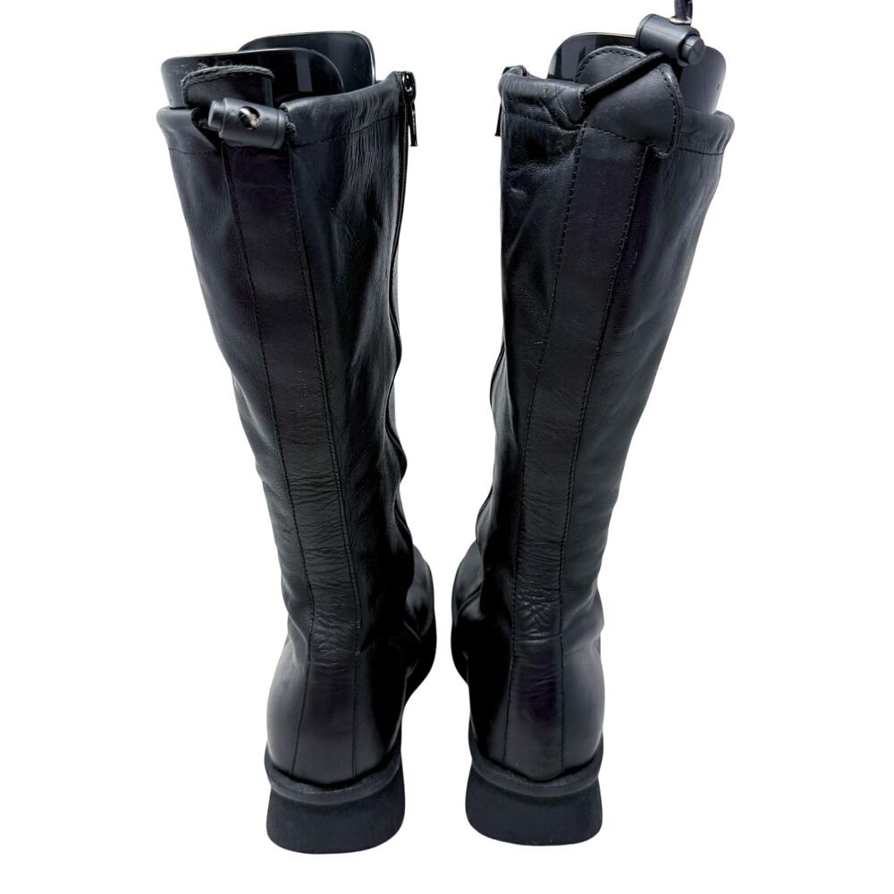 Vintage Y2K Nine West Black Leather Square Toe Platform Boots Women's Size 8 - Picture 4 of 9